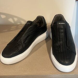 Karl Lagerfield black sneakers, size 9.5, only worn once.
